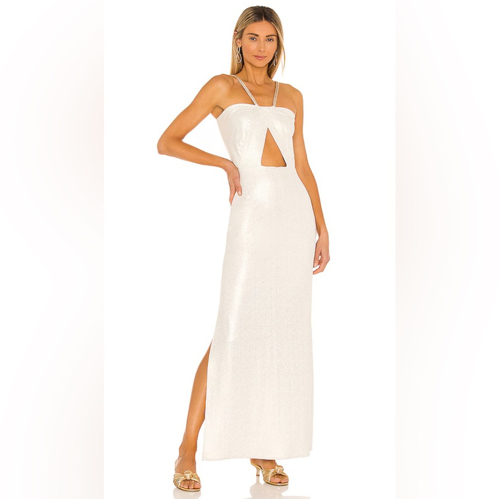 Baobab Collection white maxi dress with cut out detail